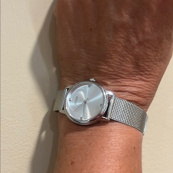 Beautiful Guess Silver Mesh Bracelet Watch with Rhinestones - Picture 5 of 12